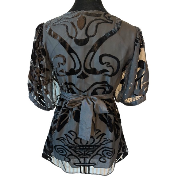 Christopher Deane Black Velvet Burnout Top - Picture 4 of 6